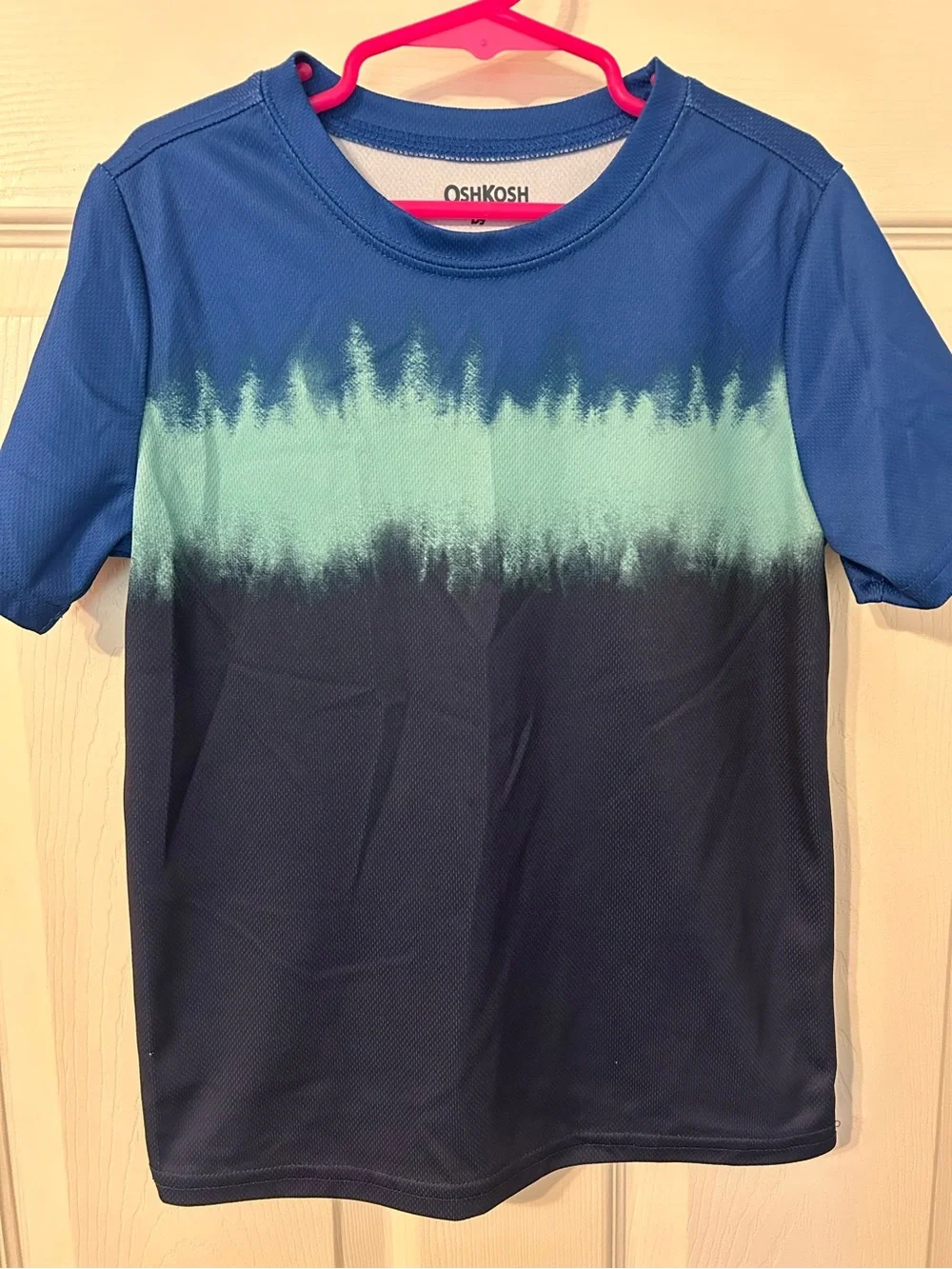 Boys, OshKosh B'gosh, Blue Ombre Short Sleeve Activewear Tee, Size 7